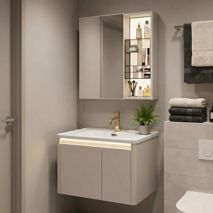 Badezimmermöbel-Set Mit Waschbecken DE07-60 Beige 60CM 3