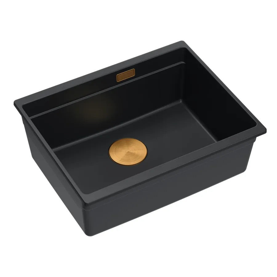 Granitspülbecken Logan 100 Black Stöpsel Schwarz 3