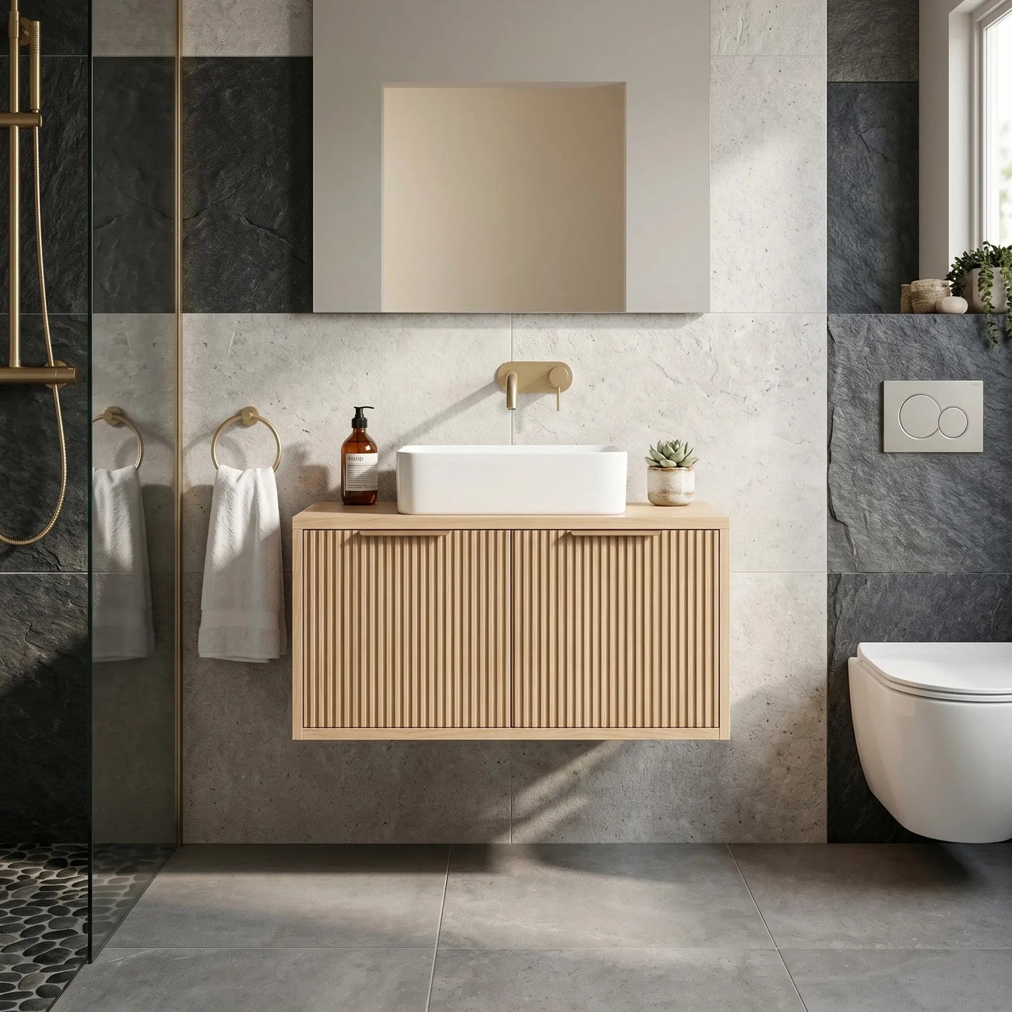 Waschtischunterschrank Rea Core 80cm Beige 3