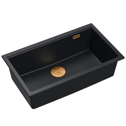 Granitspülbecken Logan 110 Black Stöpsel Schwarz 3