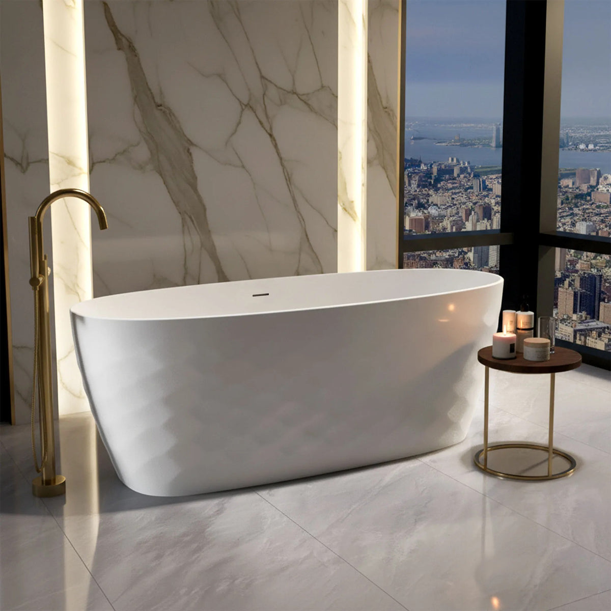 Freistehende Acrylbadewanne GAJA 170 Schwarze Stöpselabdeckung 3