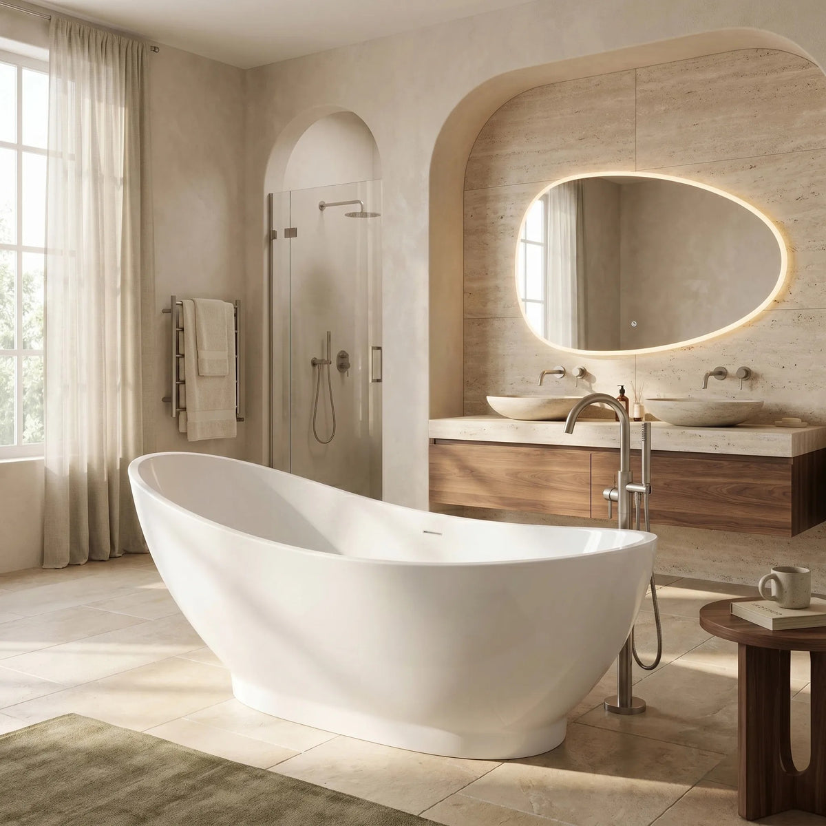 Freistehende Badewanne Rea Sorento 180 Schwarze Stöpselabdeckung 3