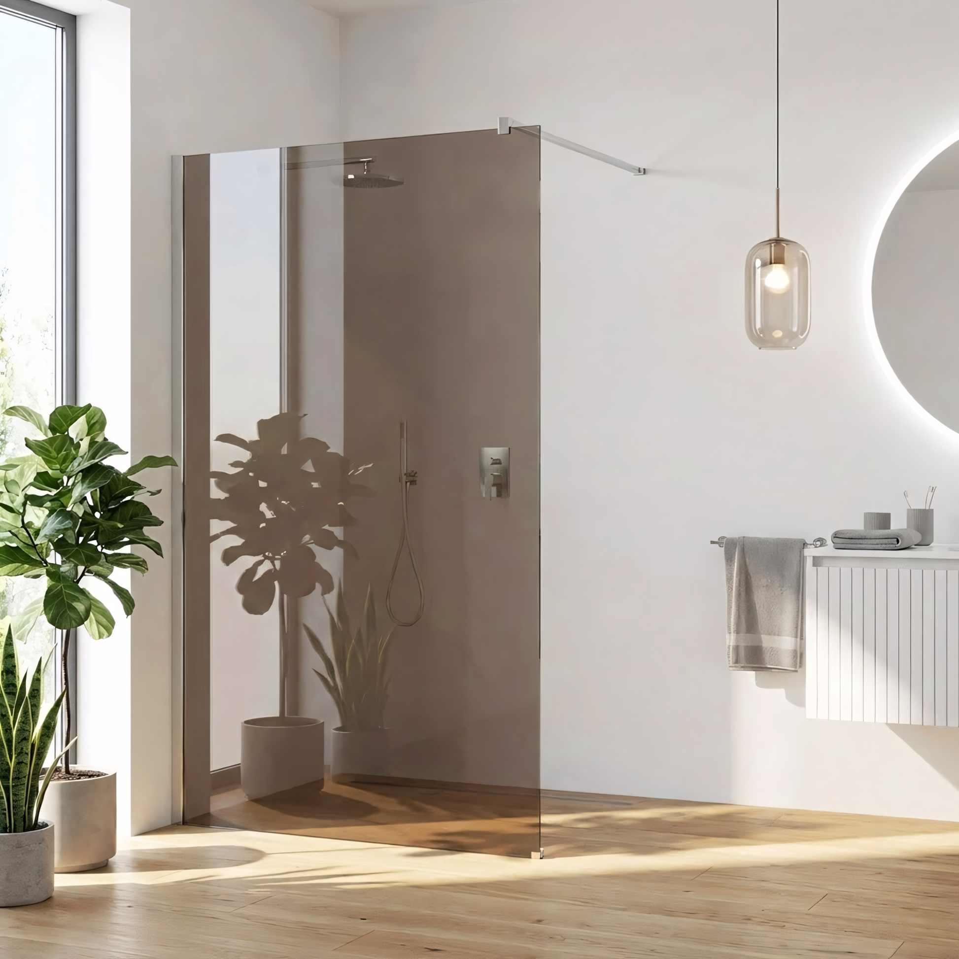 Duschwand Rea Flexi Brown / Chrome 120  3