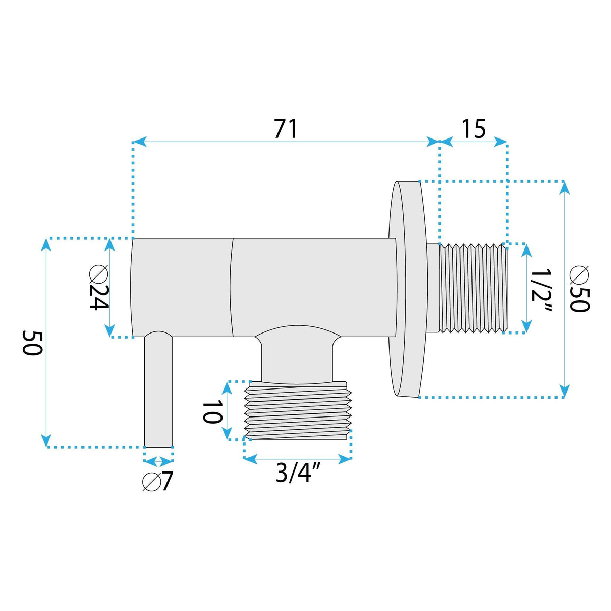 Eckventil 1/2" X 3/4" Brush Nickel 8