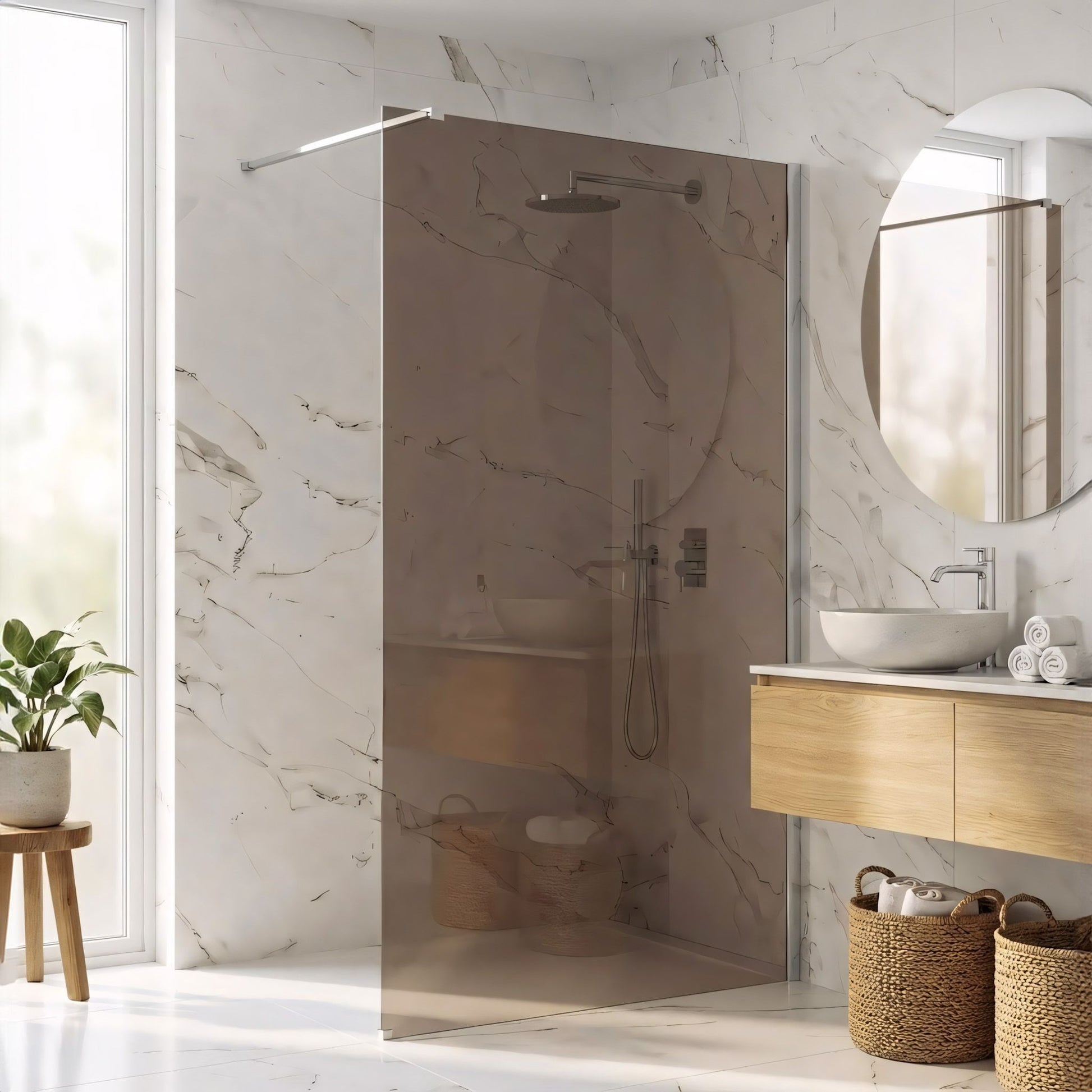 Duschwand Rea Flexi Brown / Chrome 140  5