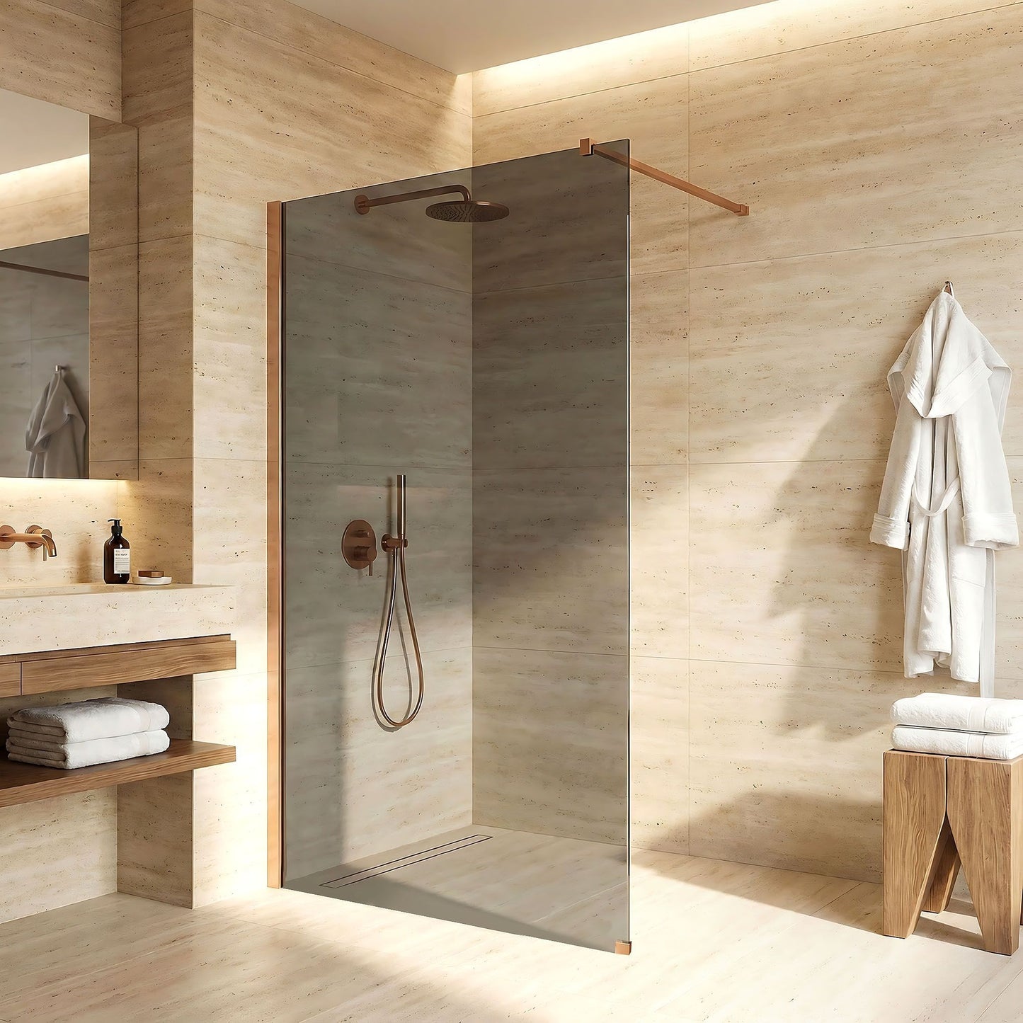 Duschwand Rea Flexi Grey / Brush Copper 120  3