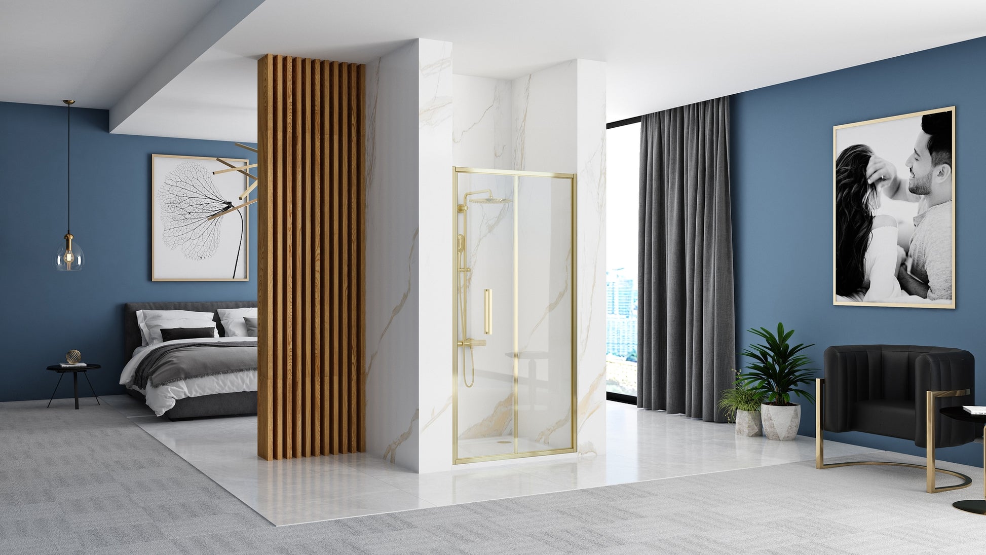 Duschtür REA Rapid Fold 80 Gold  4