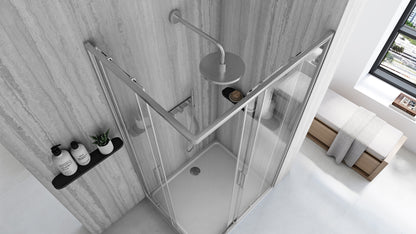 Duschkabine Rea City 80 x 100 Nickel Brush ohne Duschwanne 5