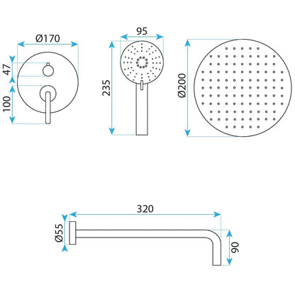 Unterputz Duschset Rea Ontario Brush Copper + Box  6