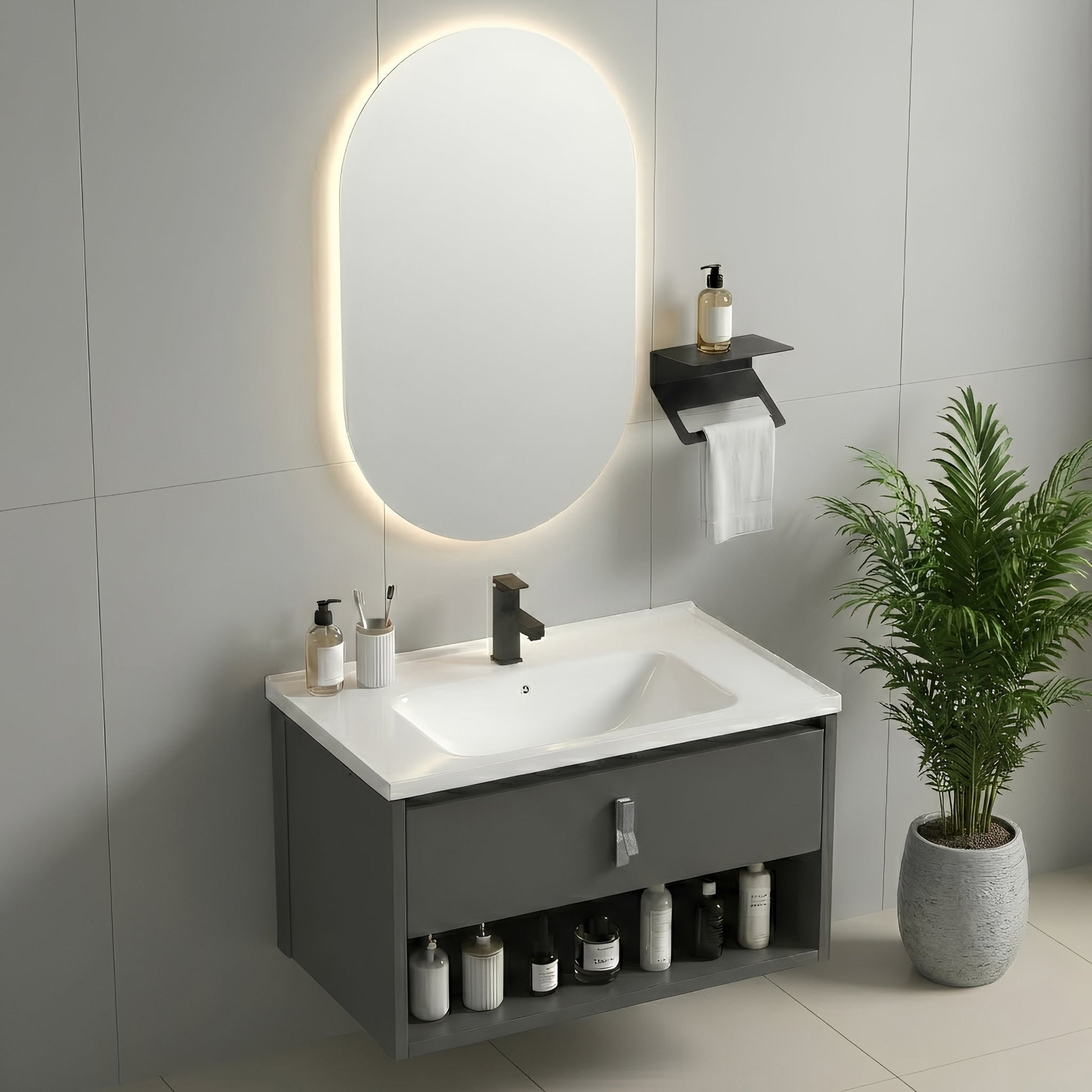 Badezimmermöbel-Set mit Waschbecken Toledo 60cm Grey  3
