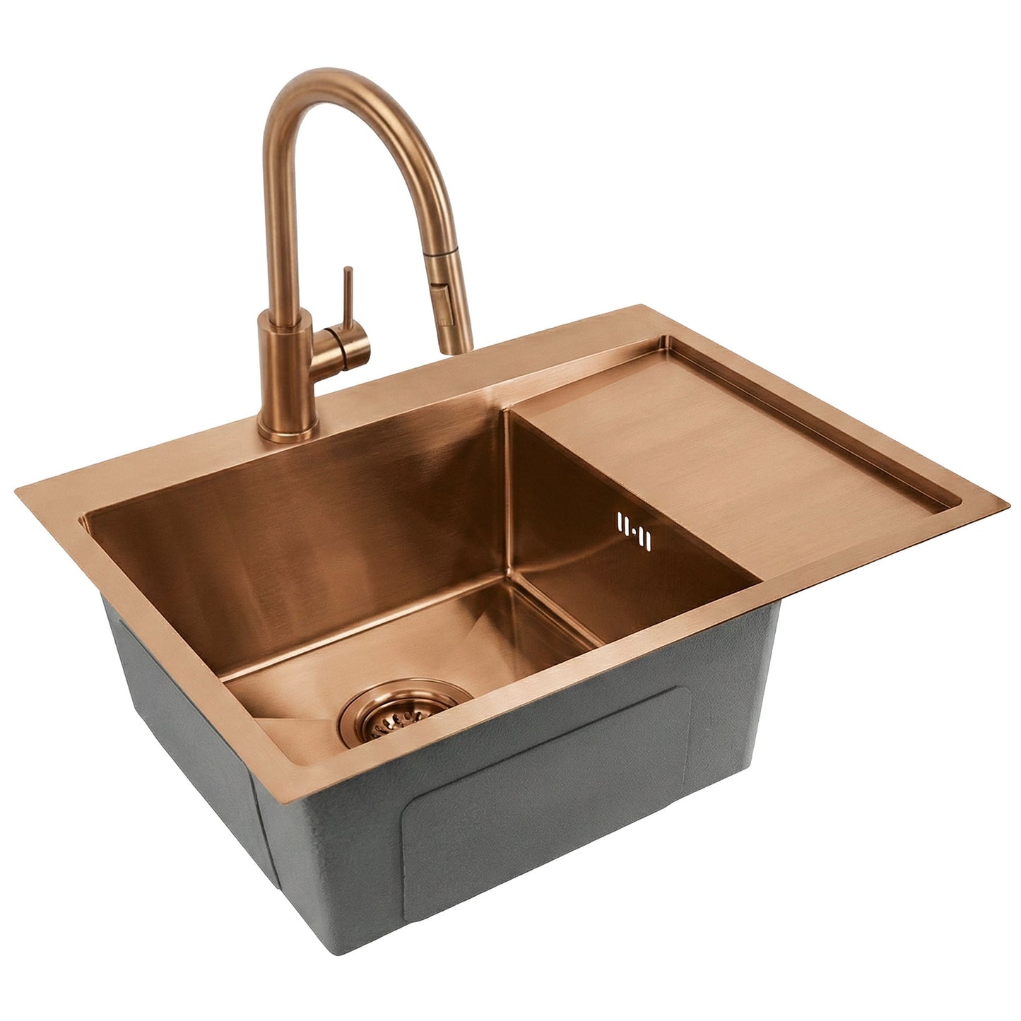 Edelstahlspüle Fin BRUSH COPPER ohne Küchenarmatur 8