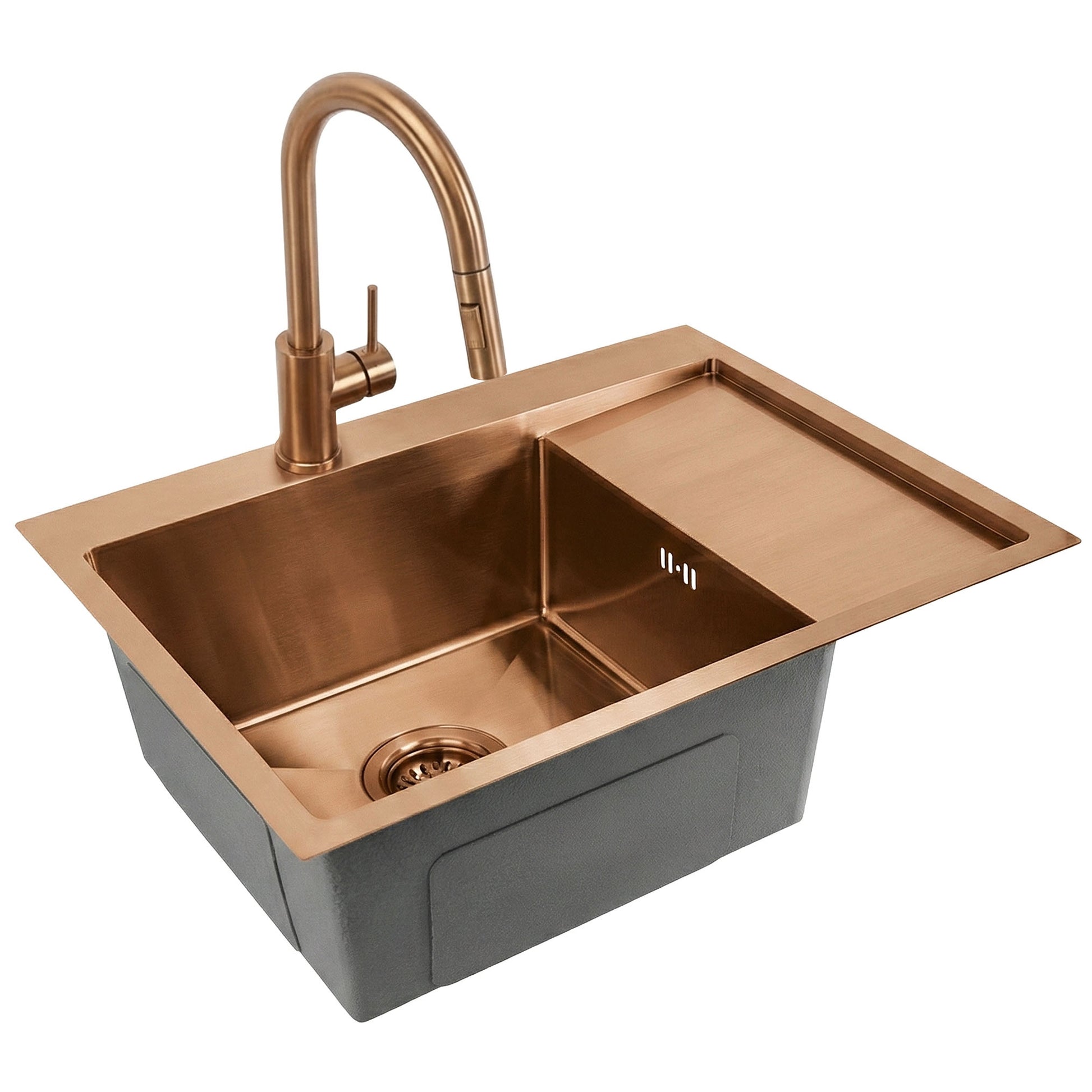 Edelstahlspüle Fin BRUSH COPPER ohne Küchenarmatur 8