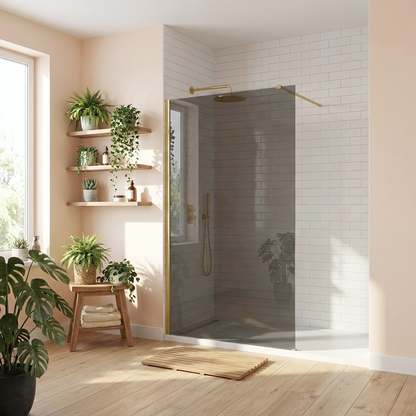 Duschwand Rea Flexi Grey / Brush Gold 100  2