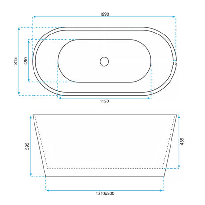 Freistehende Acrylbadewanne Gaja 170  7