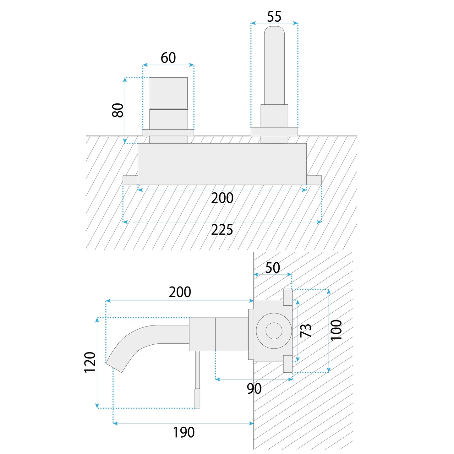 Unterputz Armatur Rea Lungo Diamond Gold + Box  8