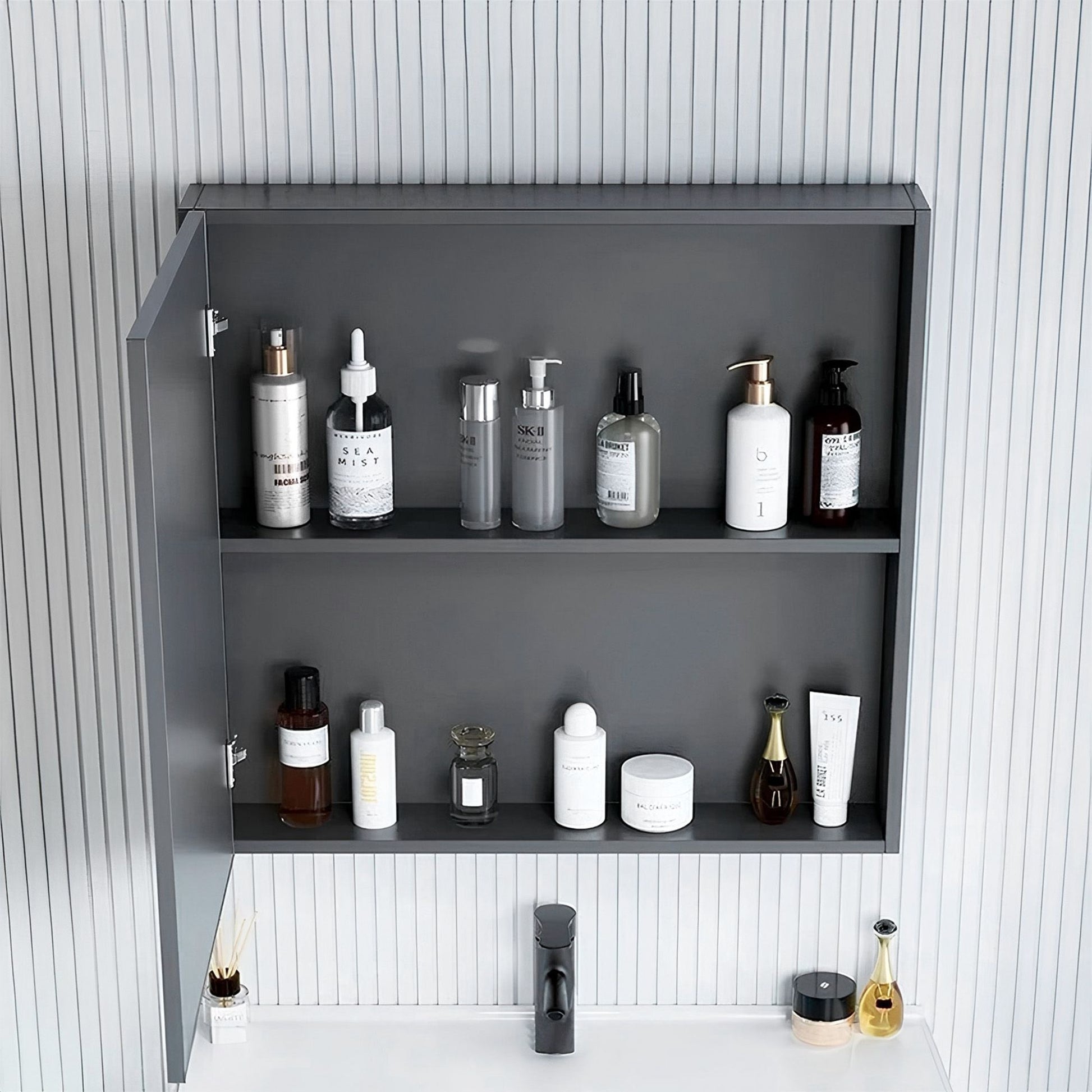 Badezimmermöbel-Set mit Waschbecken Denver 80cm Grey  3