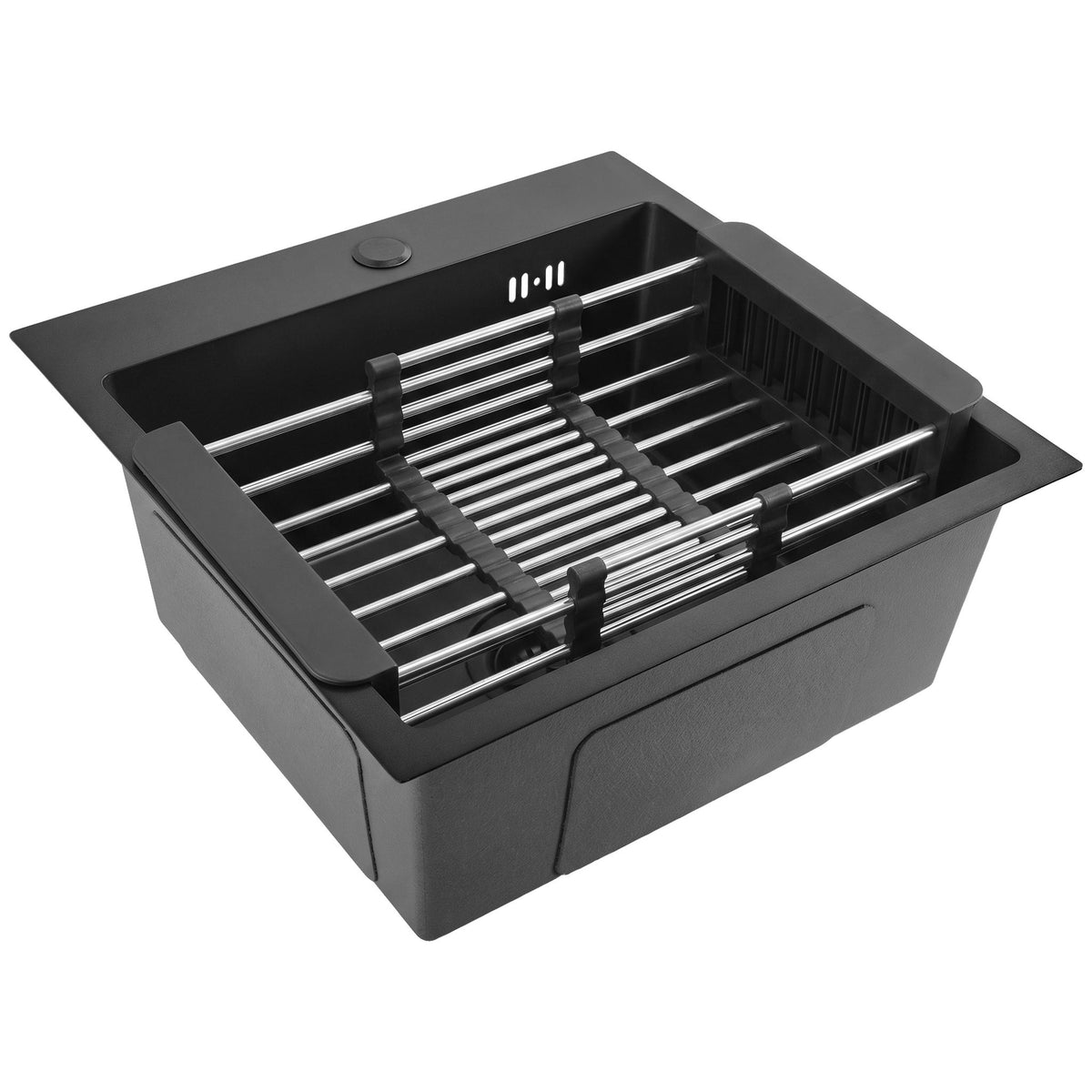 Stahlspüle Mit 3-teiligem Zubehörset REA Leo 40 Black Beige Accessoires 1