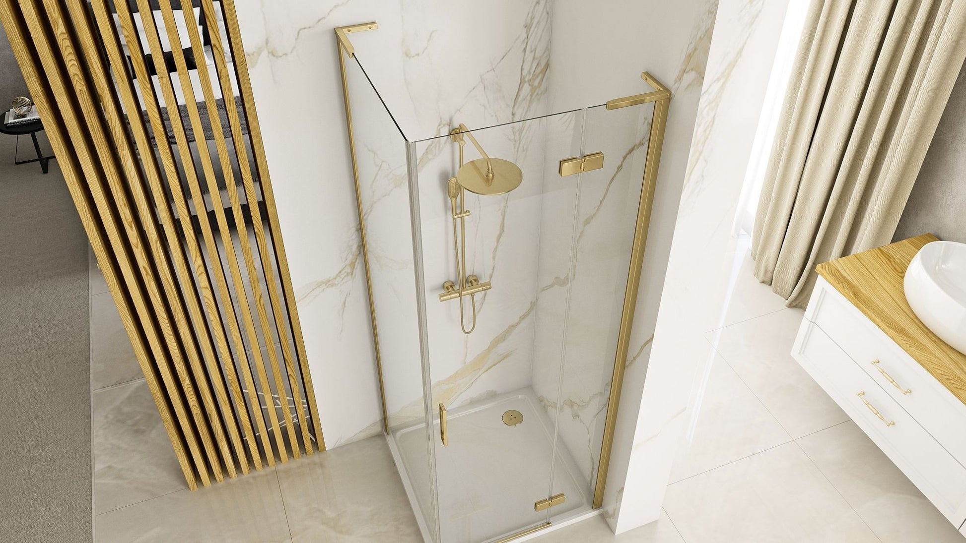 Duschkabine REA Hugo 80x90 Gold Brush  4