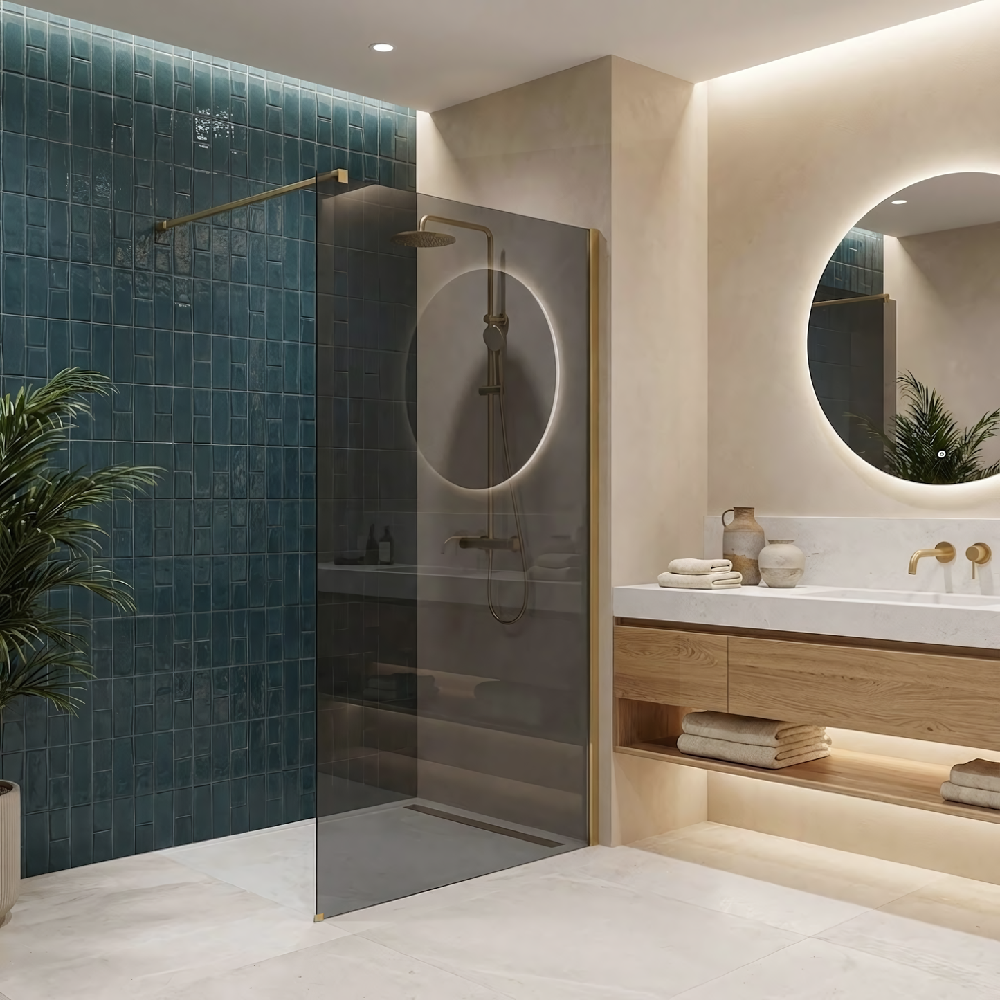 Duschwand Rea Flexi Grey / Brush Gold 90  4