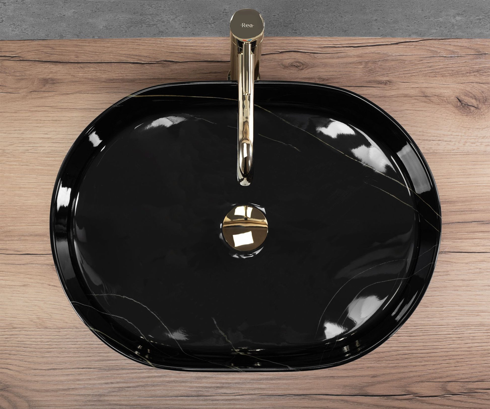 Aufsatzwaschbecken Rea Nadia 50 Black Stone  2