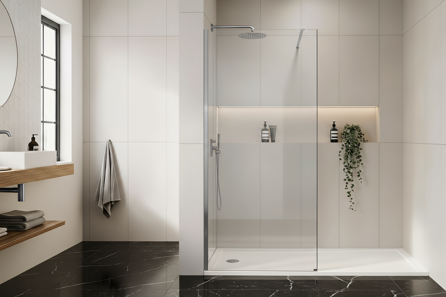 Duschwand Rea Flexi Transparent / Chrome 100  3