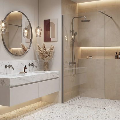 Duschwand Rea Flexi Transparent / Titan 80  10