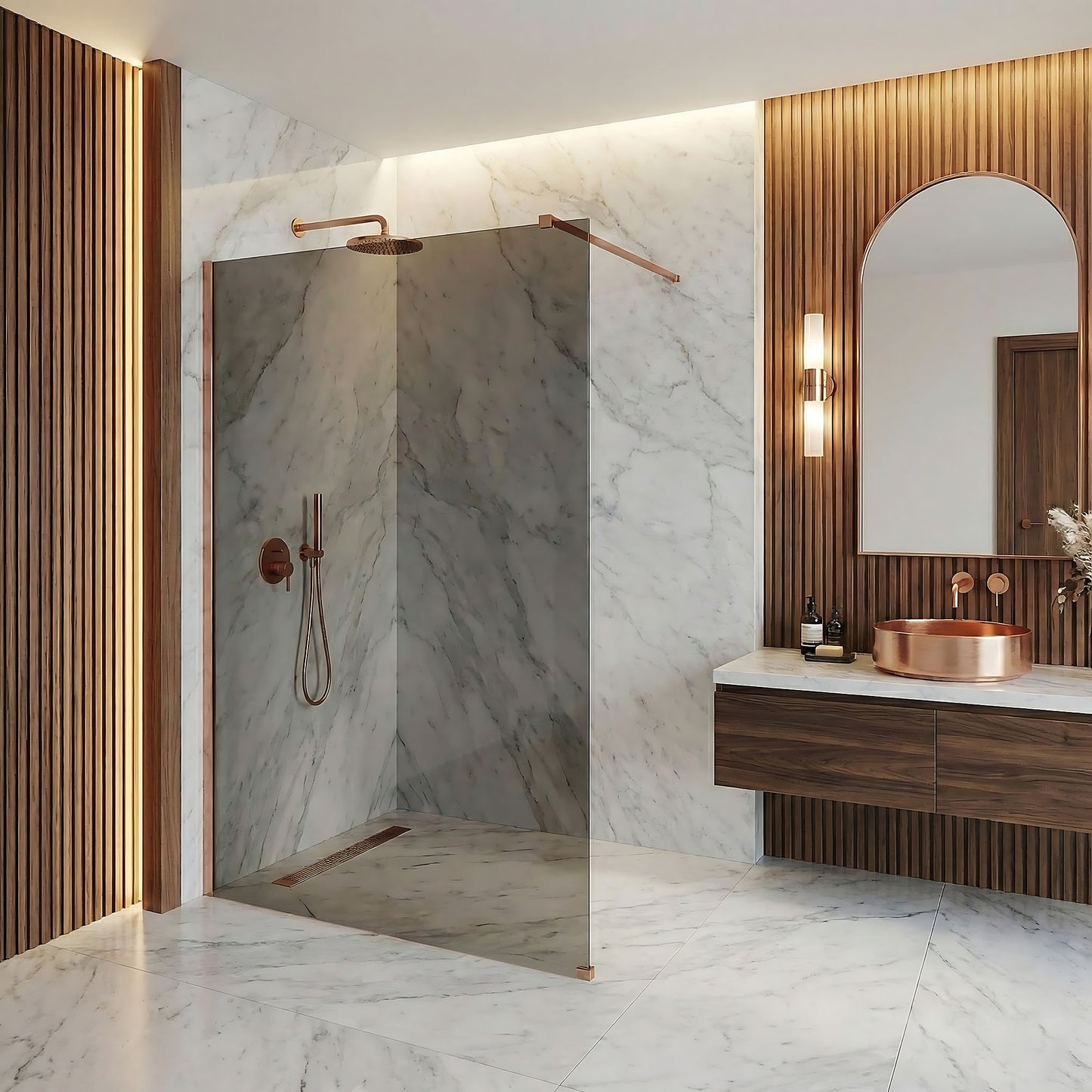 Duschwand Rea Flexi Grey / Brush Copper 80  10