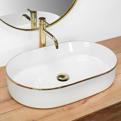 Aufsatzwaschbecken Rea Nadia white Gold edge  2