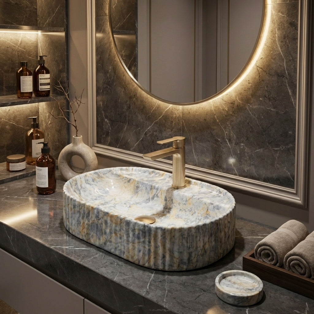 Aufsatzwaschbecken Rea Marcela 60 Ruststone  4