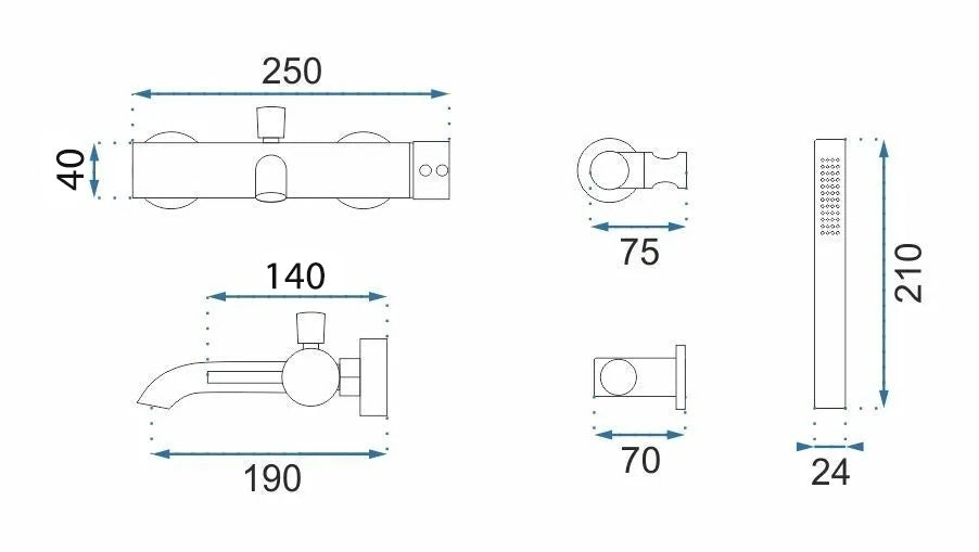 Wannenarmatur Rea Lungo Grip Titan  6