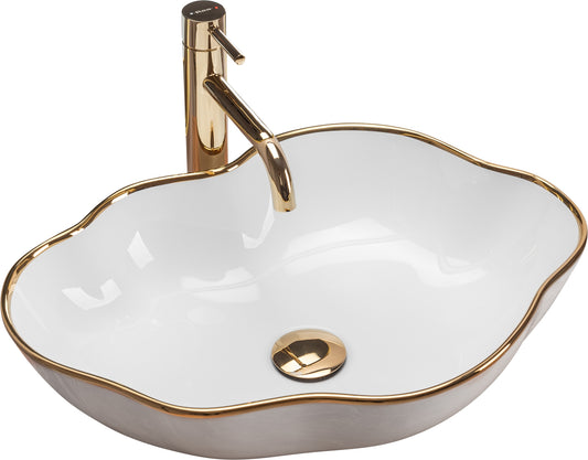 Aufsatzwaschbecken Rea Pearl Gold Edge  1
