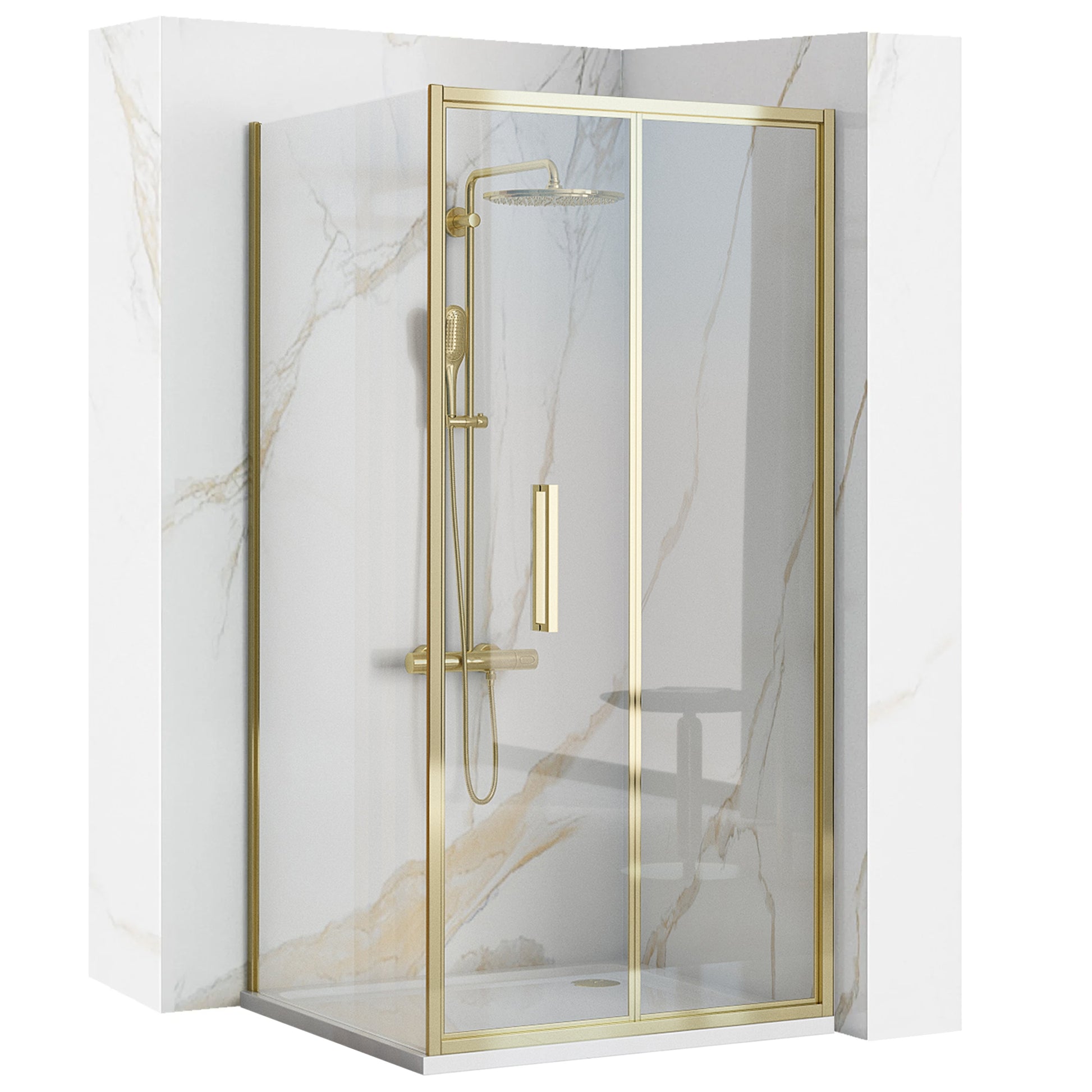 Eckdusche Rapid Fold Gold 90 x 100 1