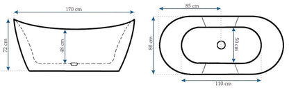 Freistehende Badewanne Rea Ferrano Slim 170  4