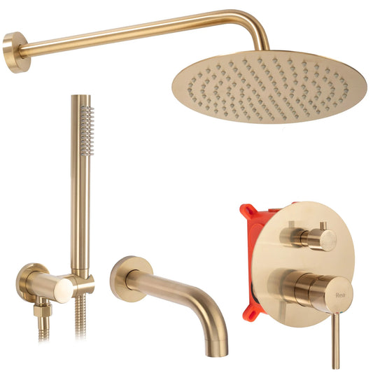 Unterputz Wannen-/Duschset Lungo Brush Gold  + BOX  1