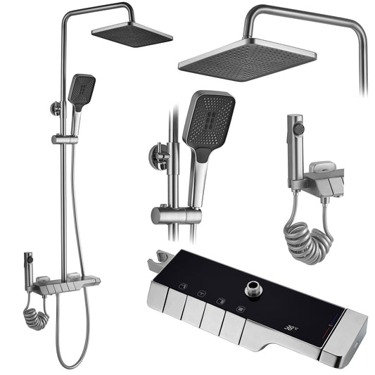 Duschgarnitur mit Thermostat REA ROB Nickiel Brush INOX  1