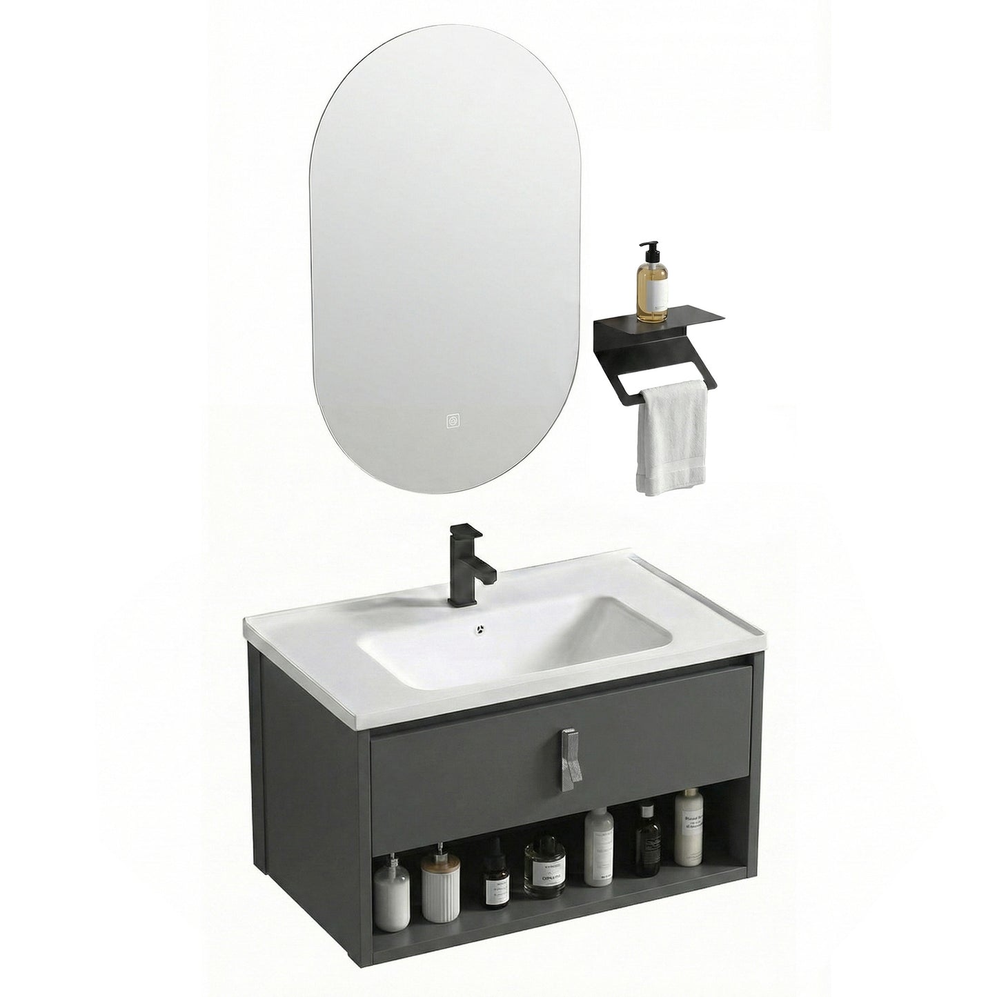 Badezimmermöbel-Set mit Waschbecken Toledo 60cm Grey  2