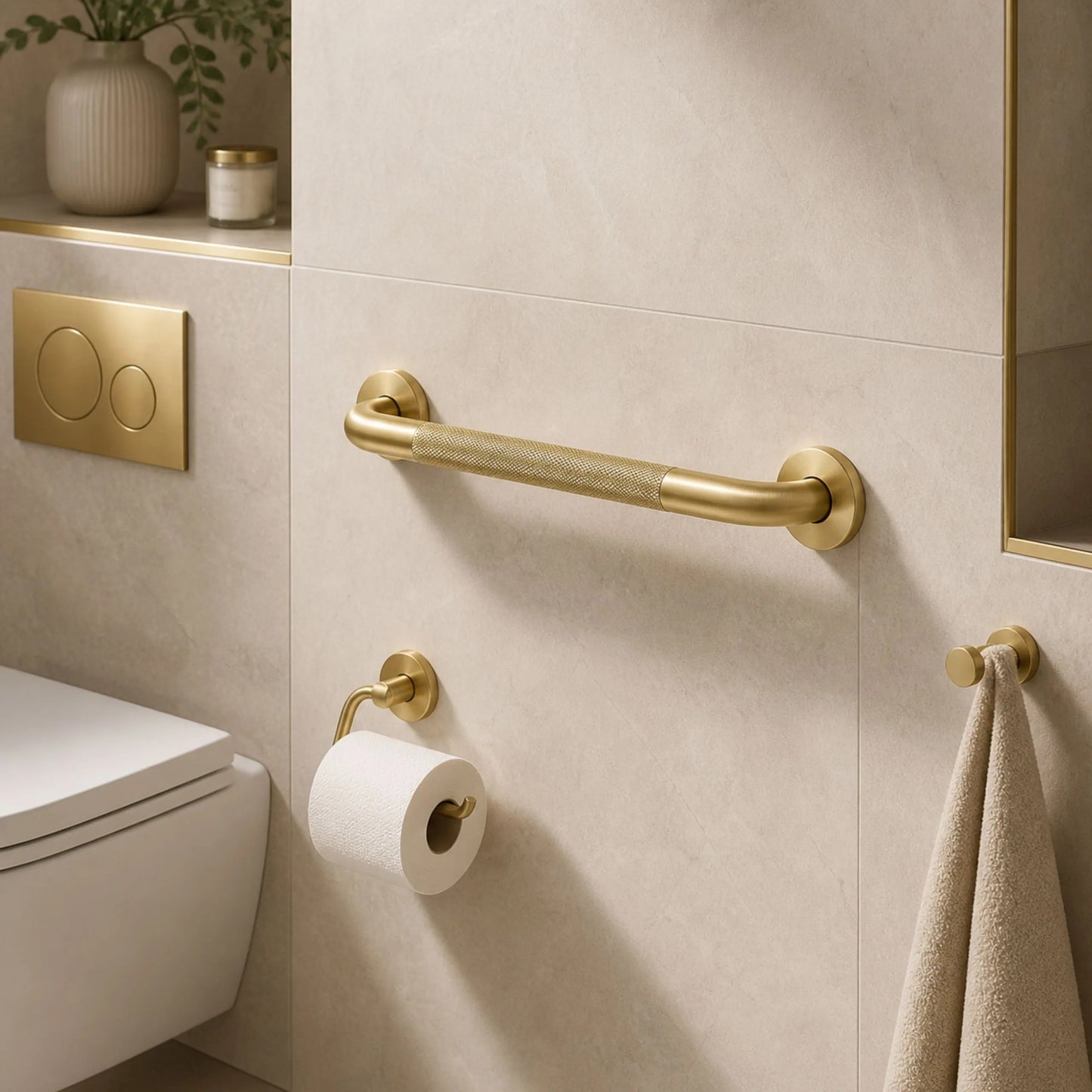 Gerader Haltegriff fürs Badezimmer Brush Gold  4