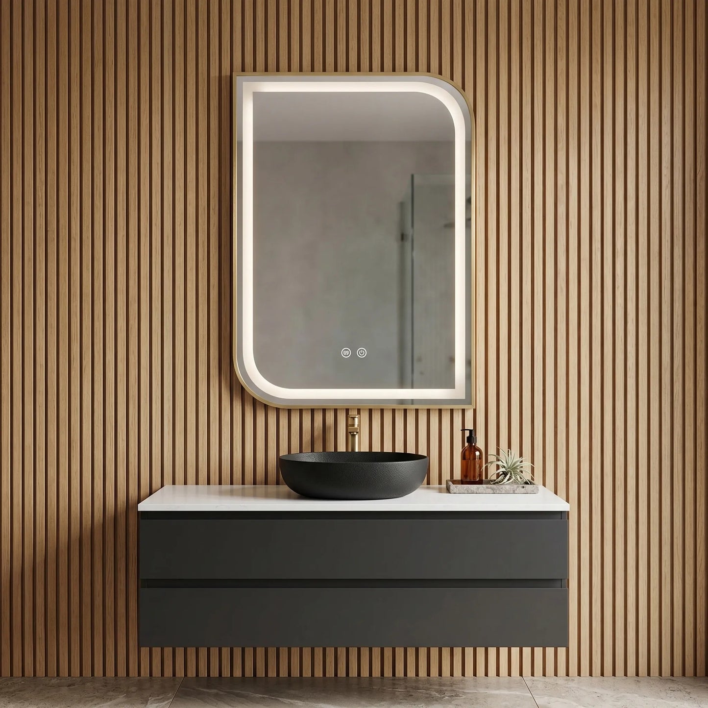 Spiegel LED ZONE 70X50 BRUSH GOLD  4