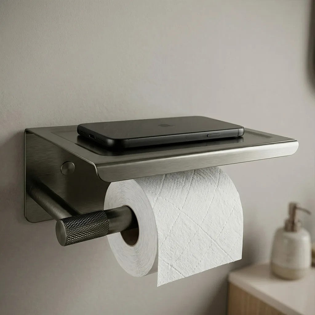 Toilettenpapierhalter mit Ablage 6613 Modern Titan  4