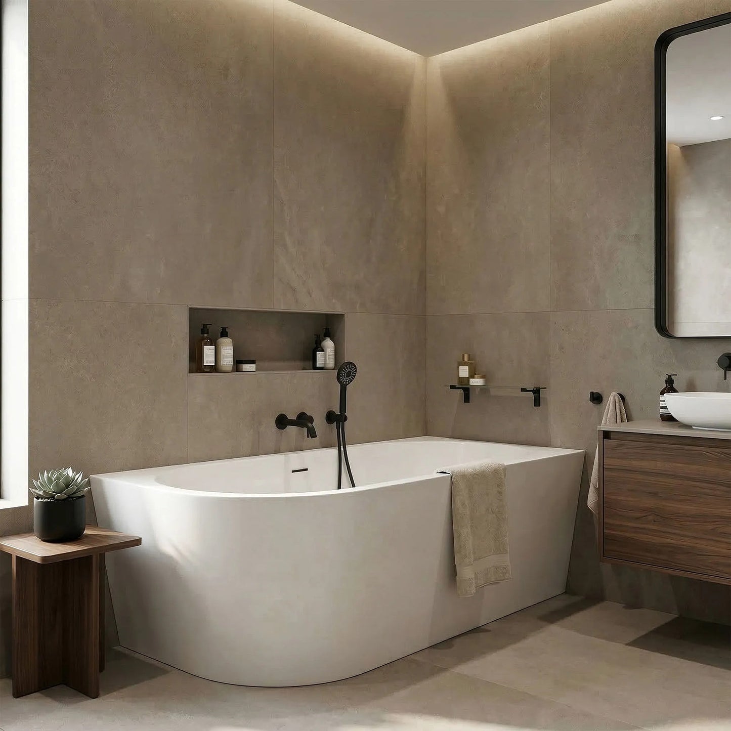 Acryl Eckbadewanne SYDNEY BELLANTO RIGHT 170cm Gebürstete Kupfer Stöpselabdeckung 4