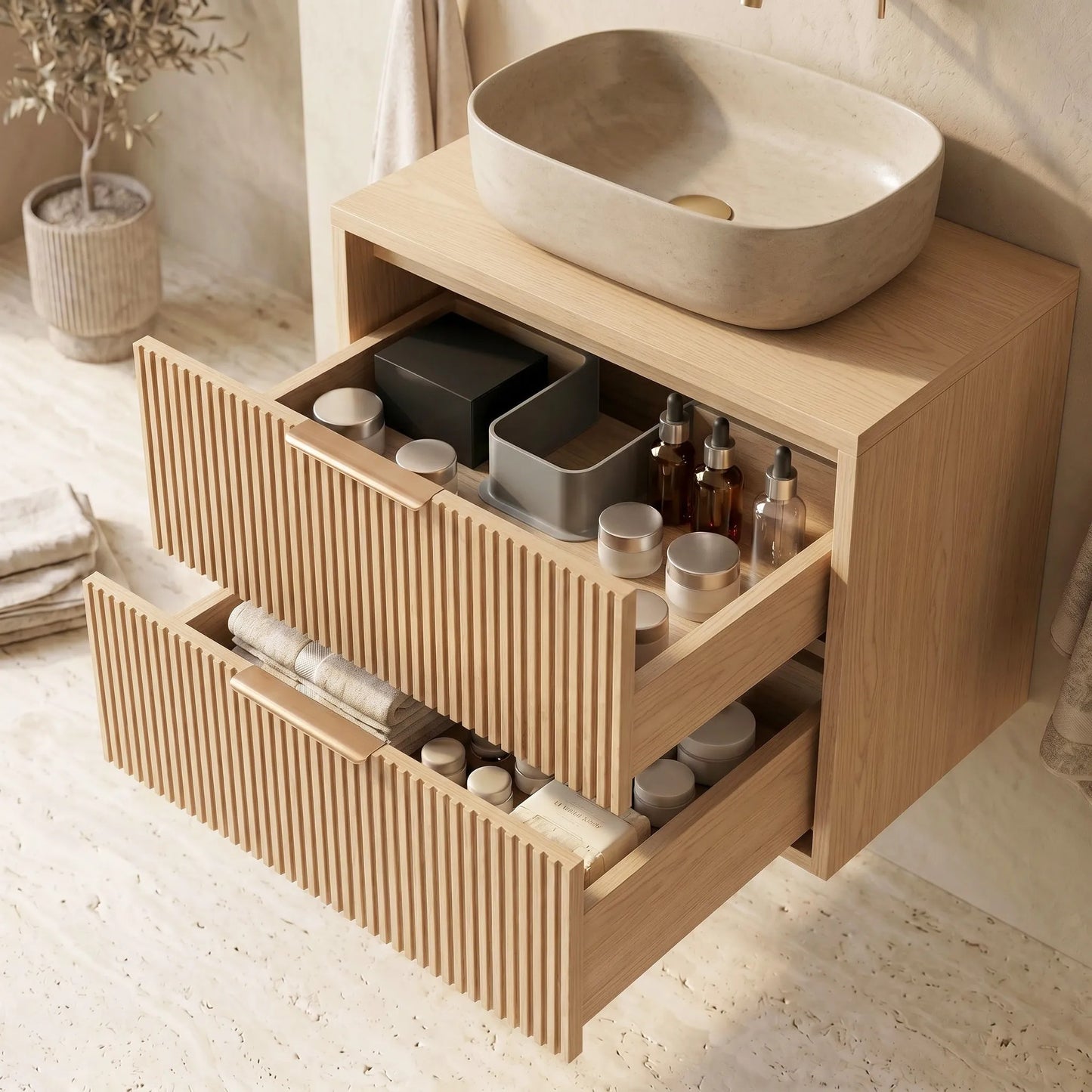 Waschtischunterschrank Rea Mono 60cm Beige  4