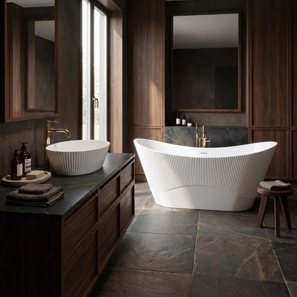 Freistehende Acrylbadewanne ATENA 170 Weiße Stöpselabdeckung 4