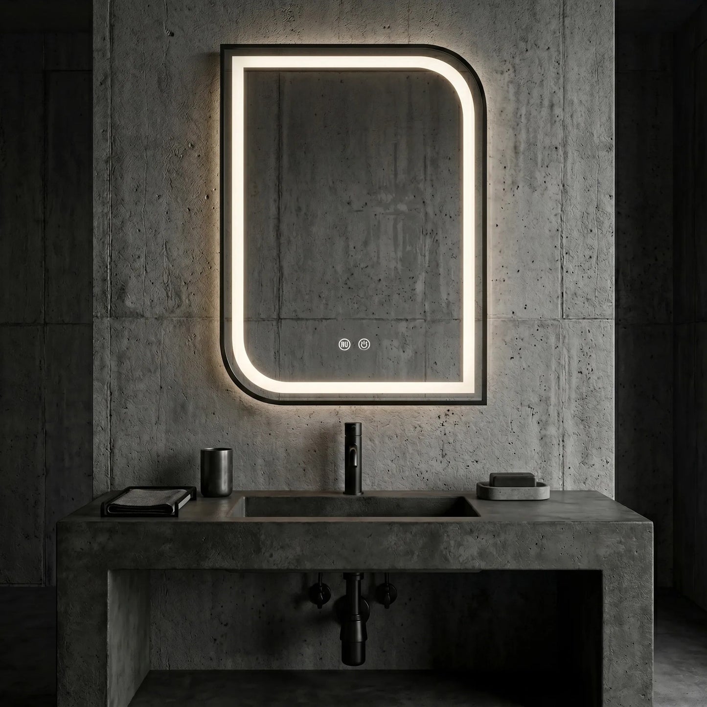 Spiegel LED ZONE 80X60 BLACK  4