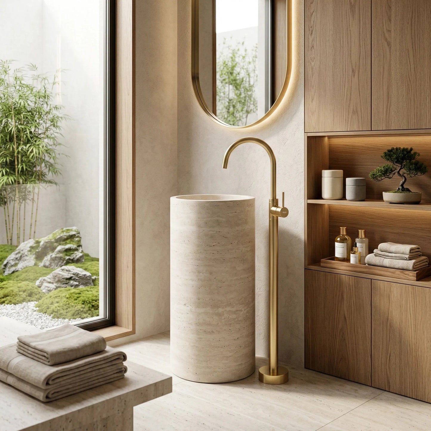 Waschbeckenarmatur freistehend Rea Lungo Gold  4