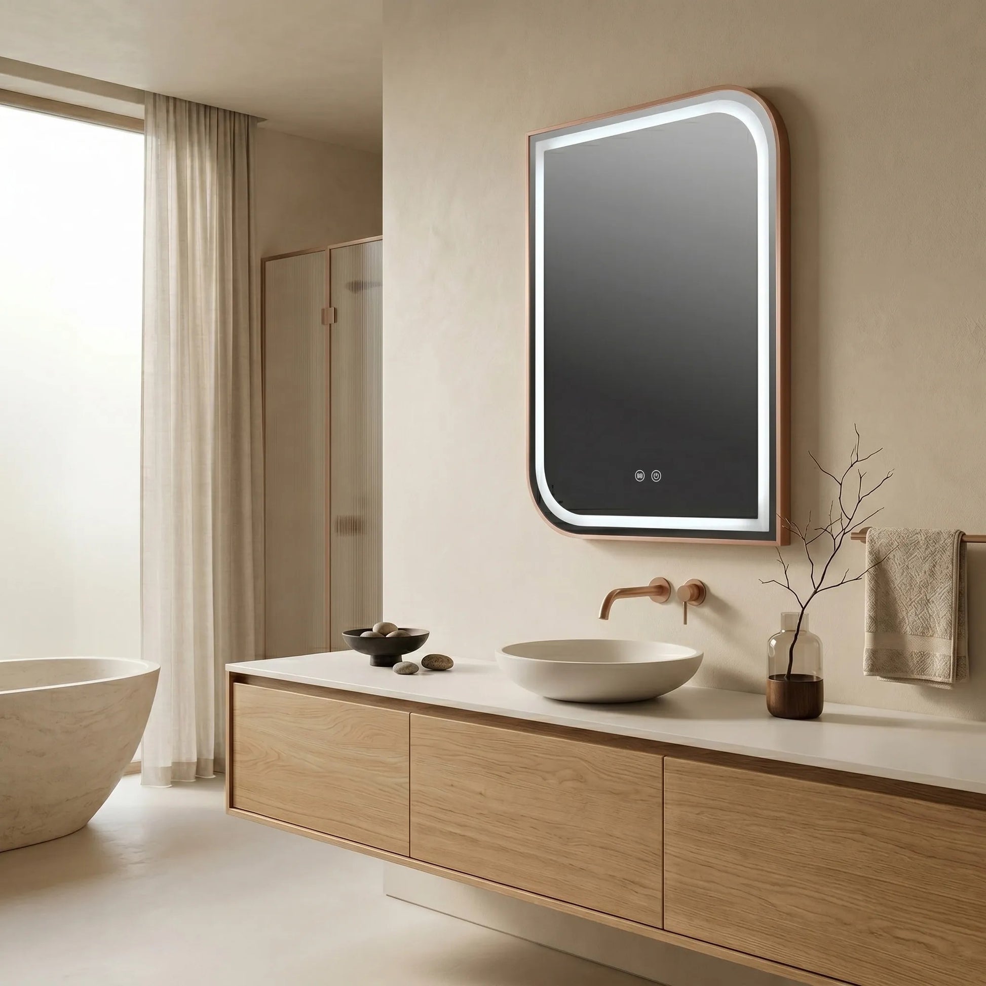 Spiegel LED ZONE 80x60 BRUSH ROSE GOLD  4