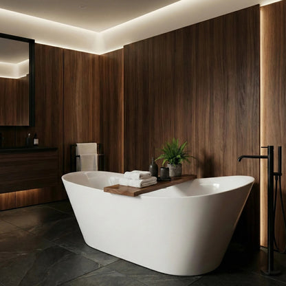 Freistehende Acrylbadewanne Lusso Slim 170 Gebürstete Kupfer Stöpselabdeckung 4