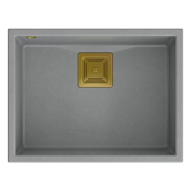 Granitspülbecken DAVID 50 Grey Metallic Stöpsel Gold 4