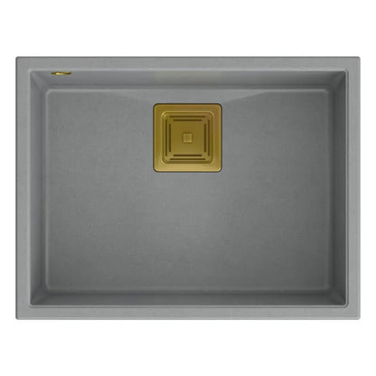 Granitspülbecken DAVID 50 Grey Metallic Stöpsel Gold 4