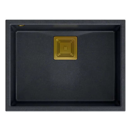 Granitspülbecken DAVID 50 Black Metallic Stöpsel Gold 4