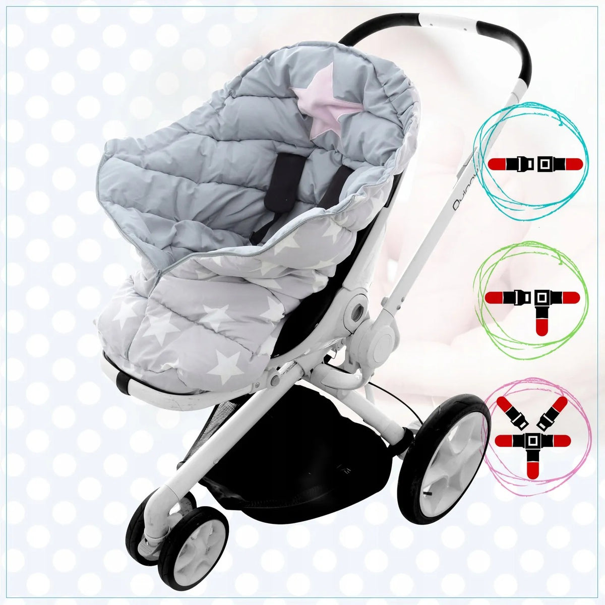 Babyfußsack 4in1 Sheep Beige-Pink 4